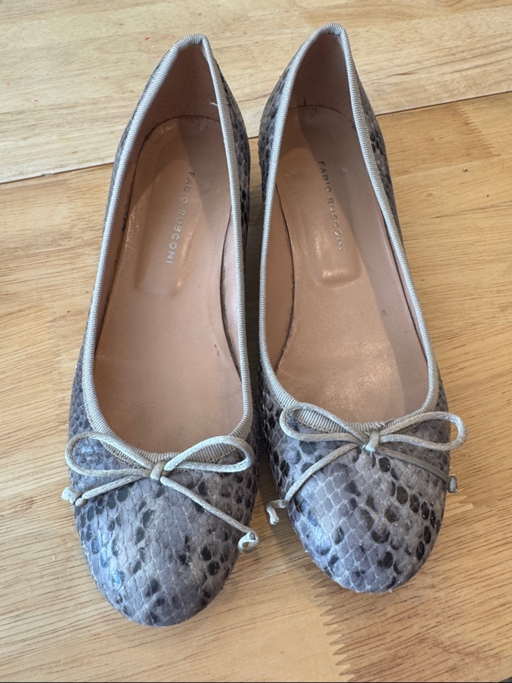 Fabio Rusconi Taupe Snakeskin Ballet Flats size 6